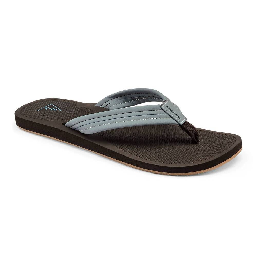 NEW COBIAN men's anchor leather strap flip-flop sandals in blue